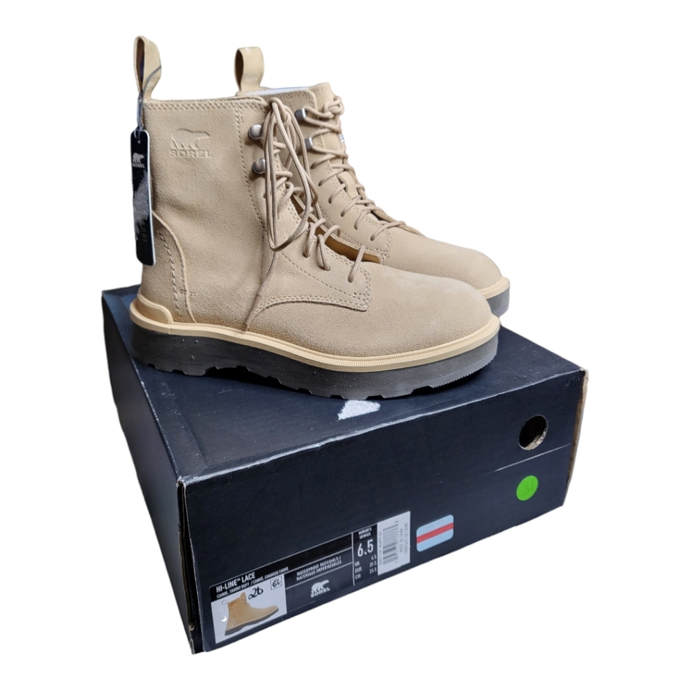 Sorel Tan suede combat Boots Womens Size 6.5‎ New